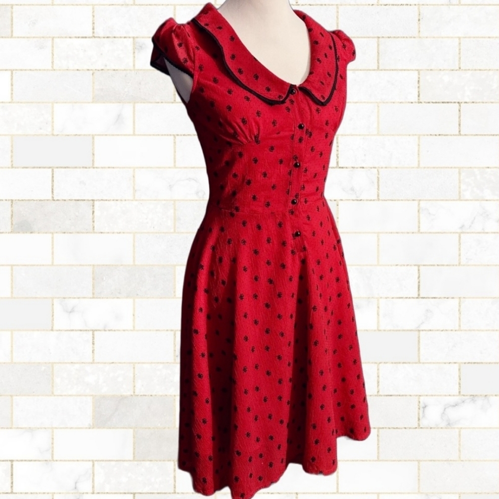 Voodoo Vixex Red Rose Button Up Dress